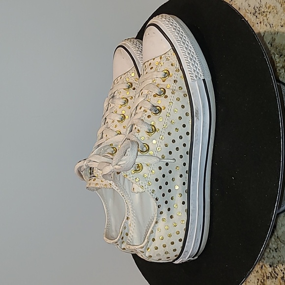 Converse All StarShoes sz. 8.5 (#740) gold and white Polka dots - Picture 3 of 13
